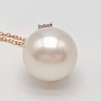 13.7mm South Sea Pearl & Pink Diamond Pendant, 18K Rose Gold