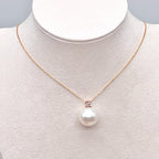 13.7mm South Sea Pearl & Pink Diamond Pendant, 18K Rose Gold