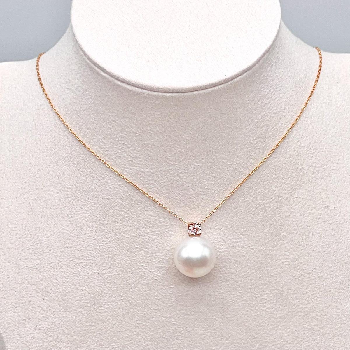 13.7mm South Sea Pearl & Pink Diamond Pendant, 18K Rose Gold