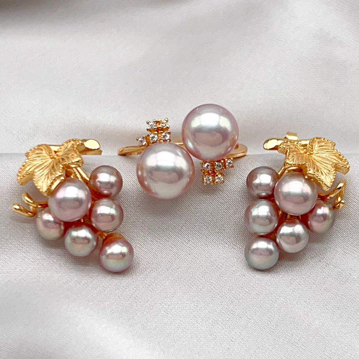 Grace 8.6mm Freshwater Pearl Ring & Earrings Set, Gold-Plated S925