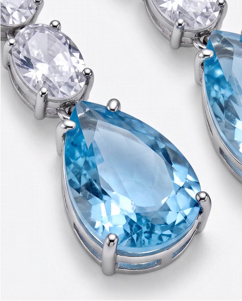 10 ct Pear-Cut Blue Topaz Drop Earrings