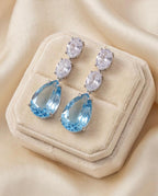 10 ct Pear-Cut Blue Topaz Drop Earrings