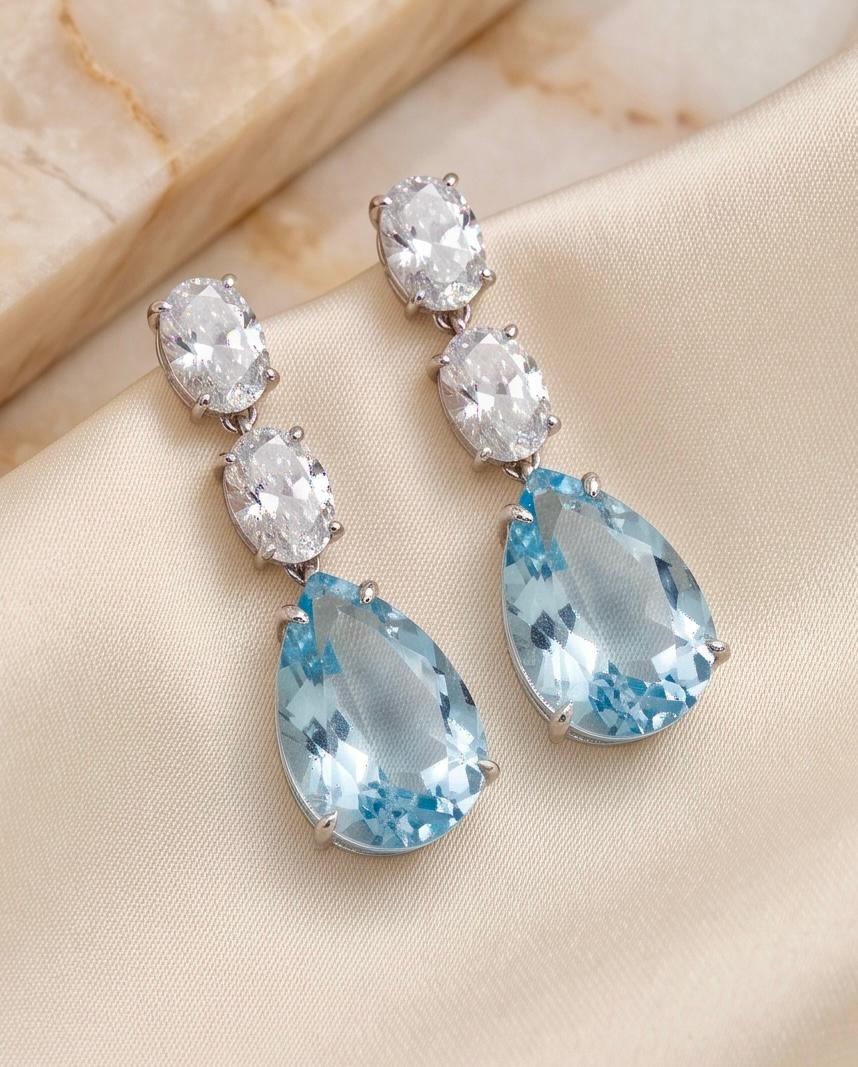 10 ct Pear-Cut Blue Topaz Drop Earrings