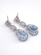 10 ct Pear-Cut Blue Topaz Drop Earrings