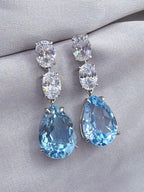 10 ct Pear-Cut Blue Topaz Drop Earrings