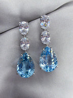 10 ct Pear-Cut Blue Topaz Drop Earrings